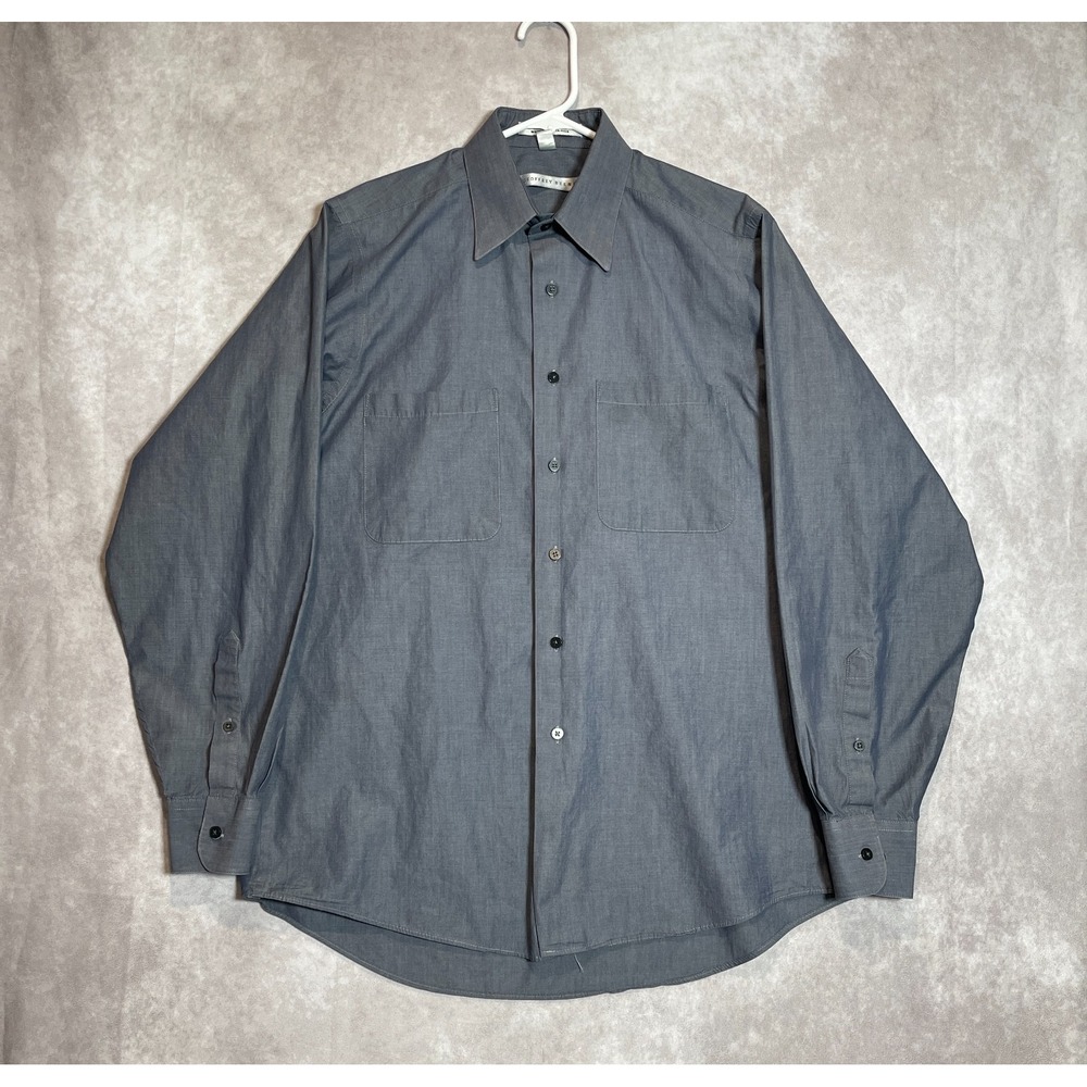 Geoffrey Beene Shirt Mens 15.5 34 35 Gray Wrinkle Free Button Up Long Sleeve